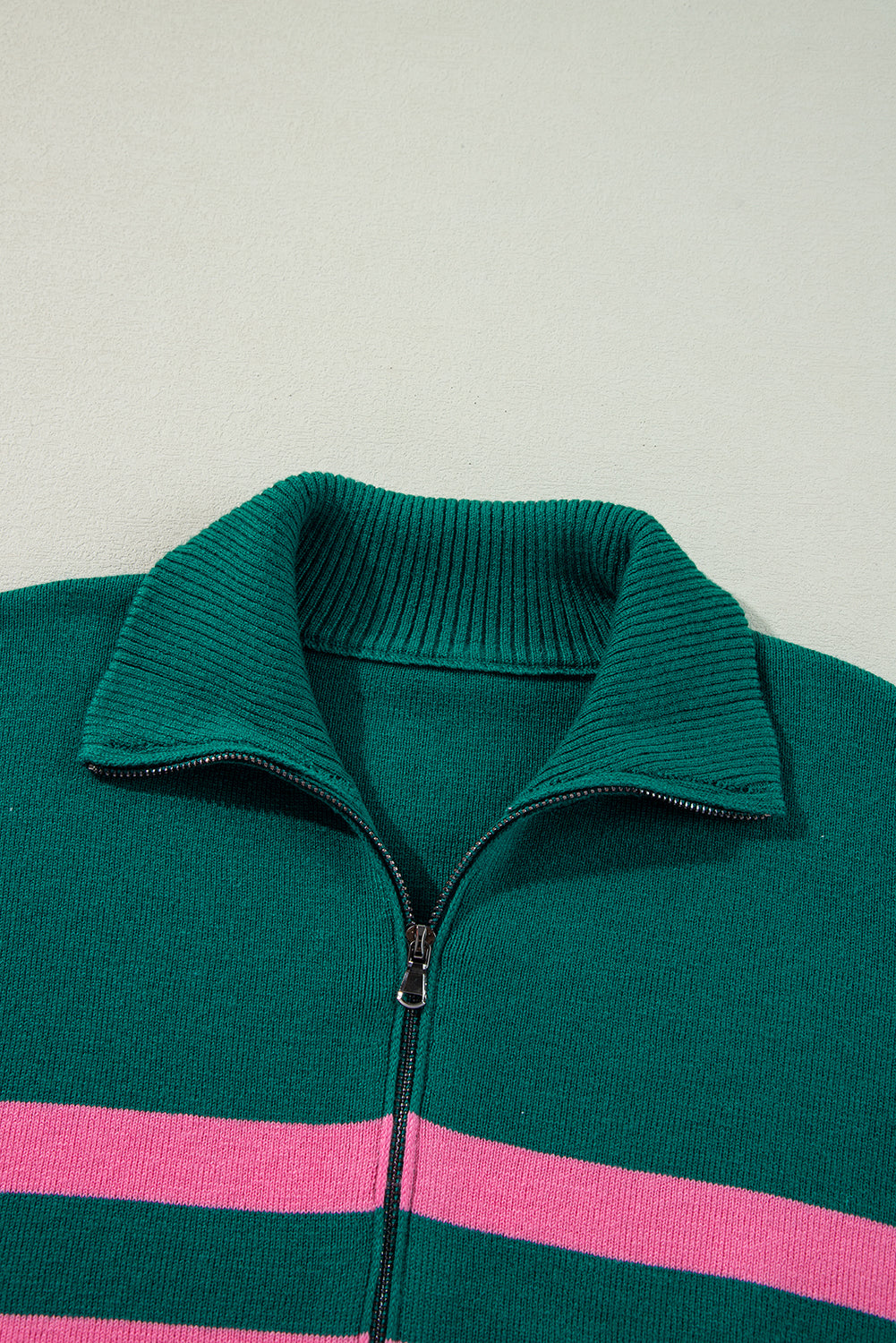 Green Collared Quarter Zipper Oversized Sweater