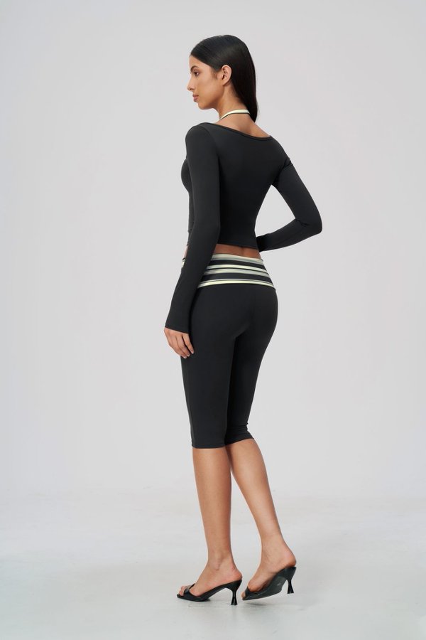 Long Sleeve Crop Top and Capri Leggings Set