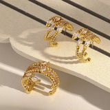 Zircon Twisted Rope Earrings and Ear Cuff