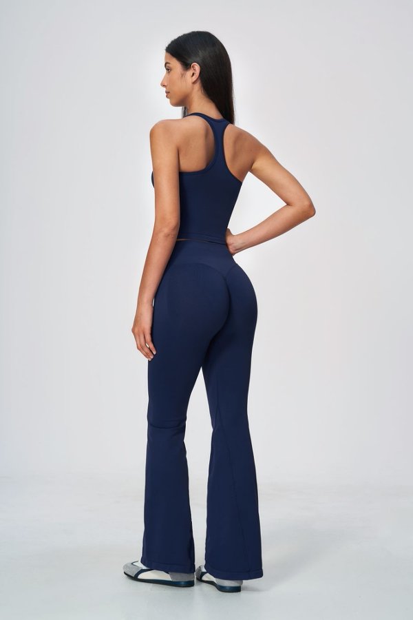 Sporty Racerback Tank & Flared Leggings Set