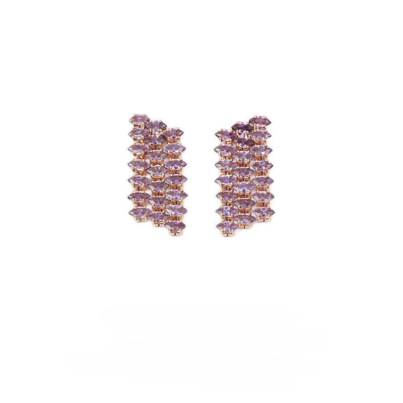 Zircon Slanted Rectangle Earrings