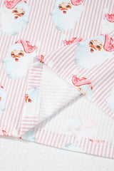 Pink Santa Claus Striped Print Loose Fit Two Piece Lounge Set