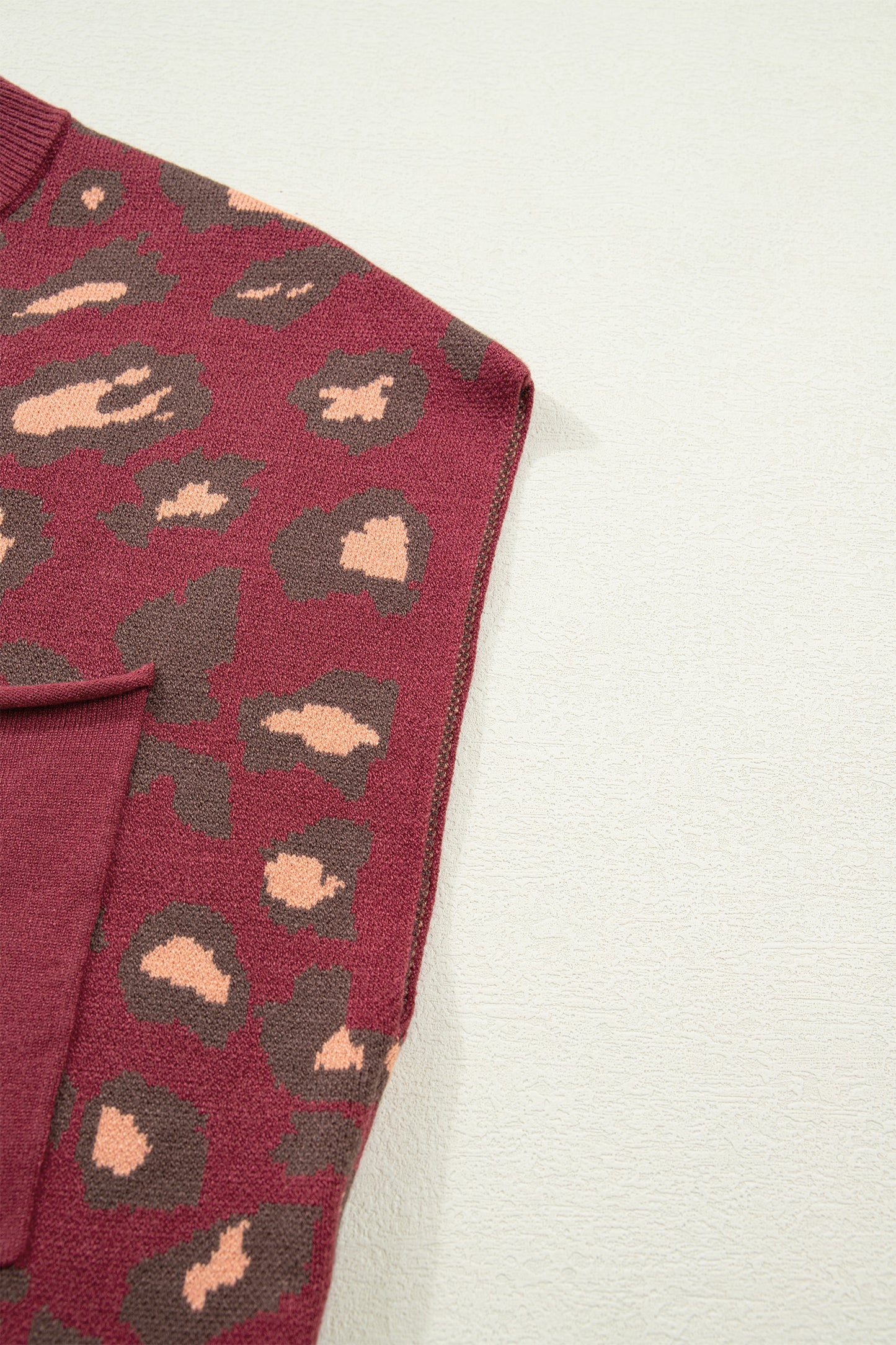 Red Leopard Print Cap Sleeve Knitted Top