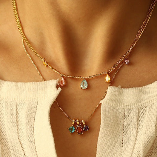 Vibrant Gemstone Zircon Pendant Necklace