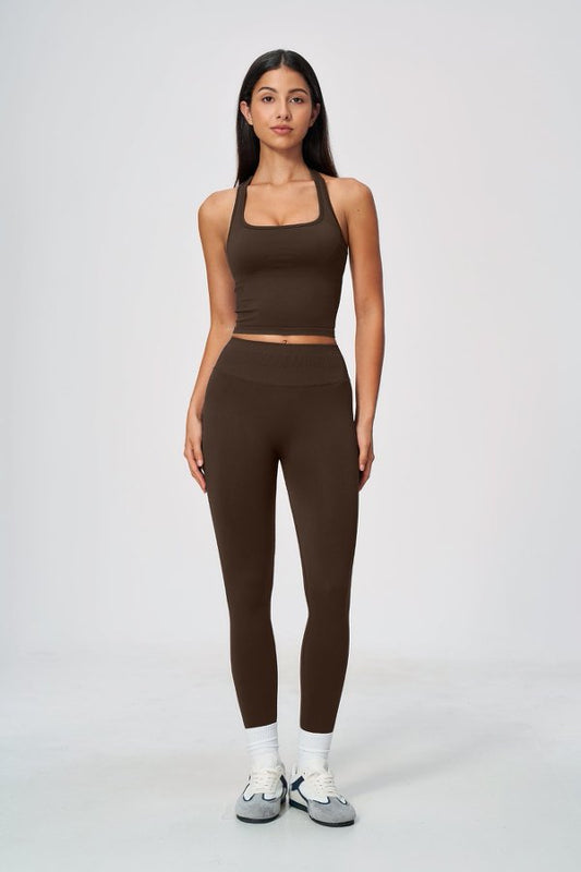 Halter Neck Cropped Tank & Seamless Leggings Set