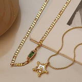 Seashell Star and Green Zircon Necklace