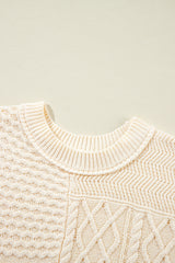 Beige Cable Knit Dolman Armholes Sweater Tank