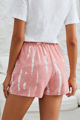 Pink Tie Dye Drawstring Casual Shorts