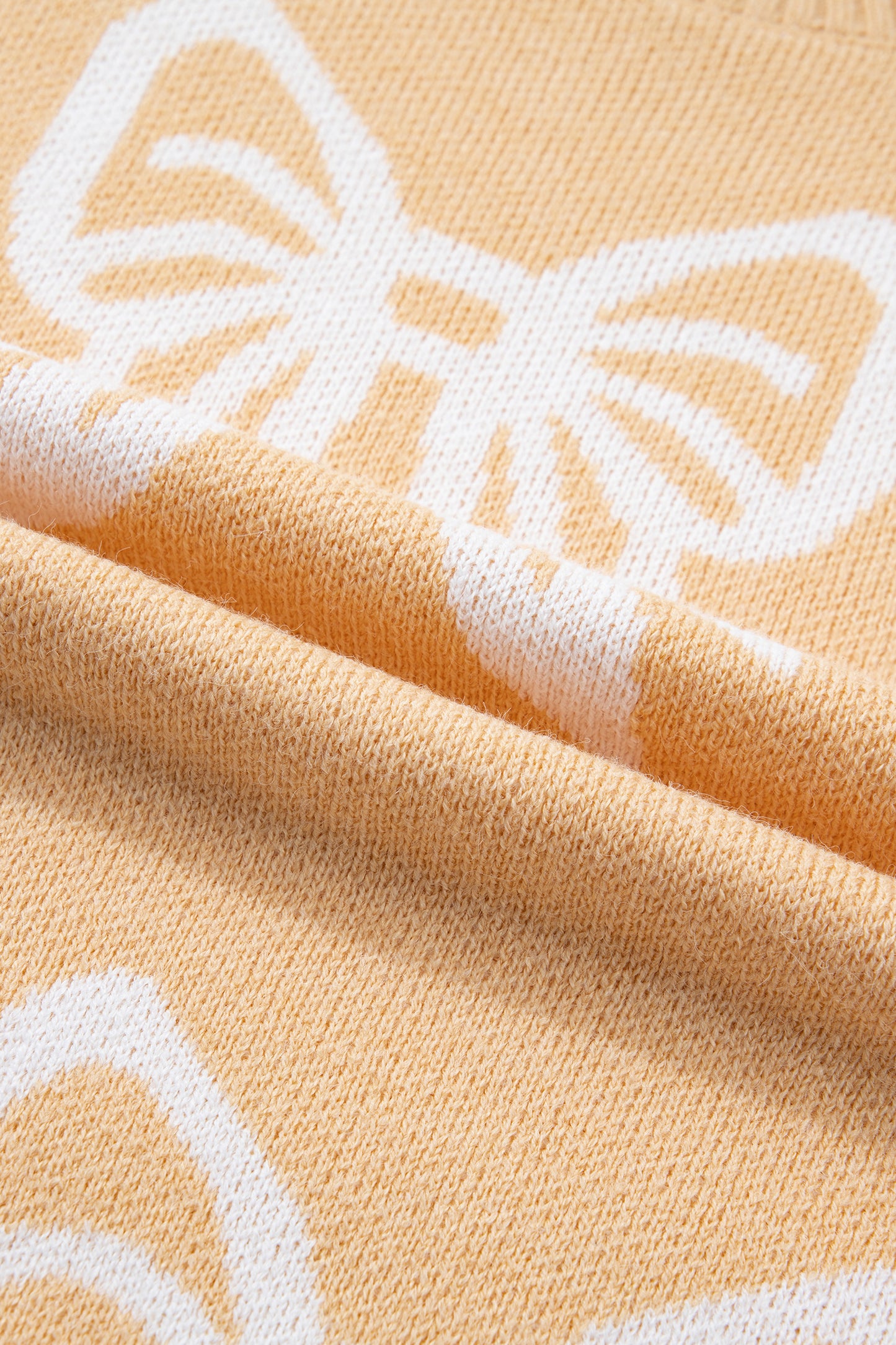 Golden Fleece Bow Pattern Drop Shoulder Loose Sweater