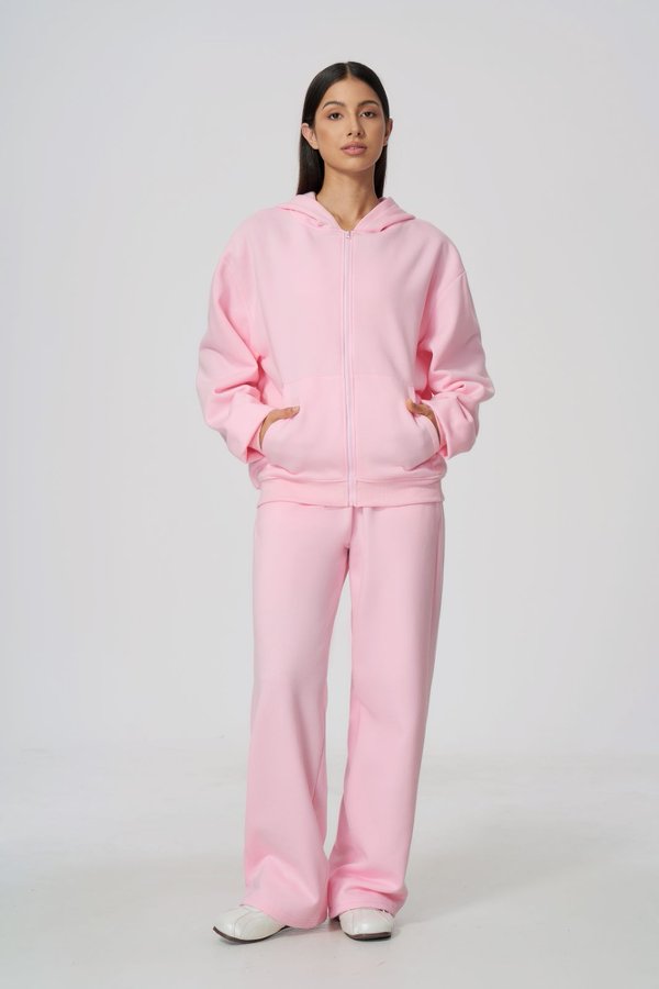 Zip Up Hoodie and Wide Leg Sweatpants Set