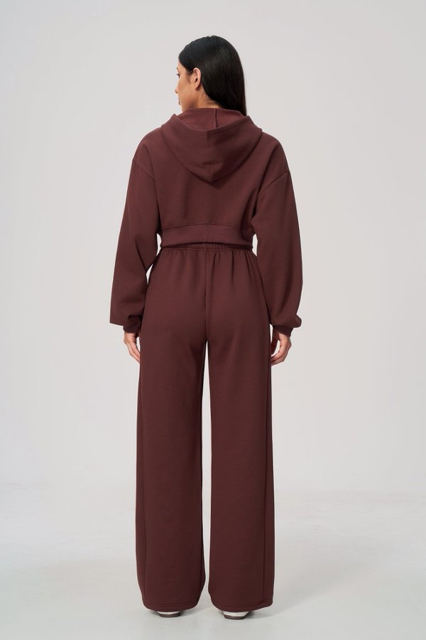 Cropped Zip Up Hoodie & Wide Leg Sweatpants Set