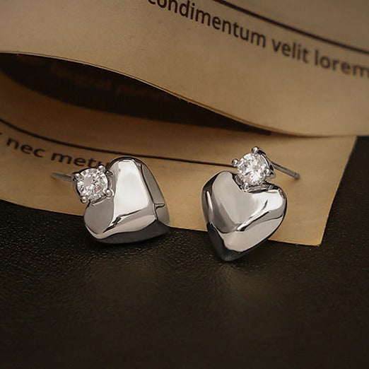 Zircon Silver Love Earrings