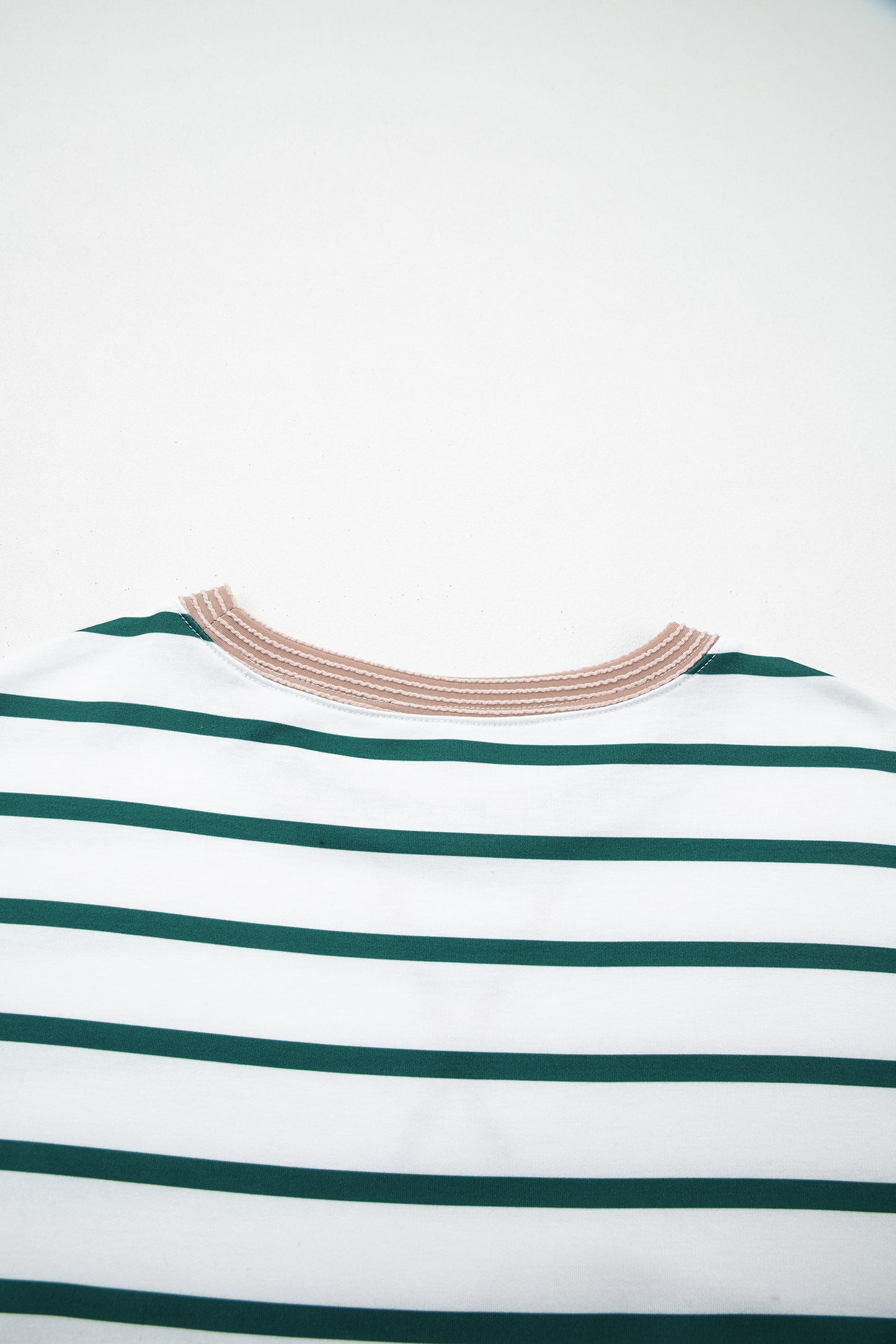 White Stripe Twisted Ribbed Patchwork Drop Shoulder Round Neck Sweatshirt