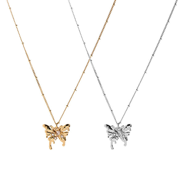Dripping Butterfly Zircon Necklace
