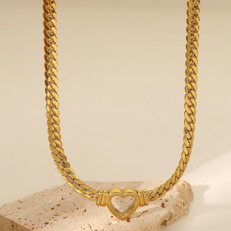 Heart Outline Chain Choker Necklace