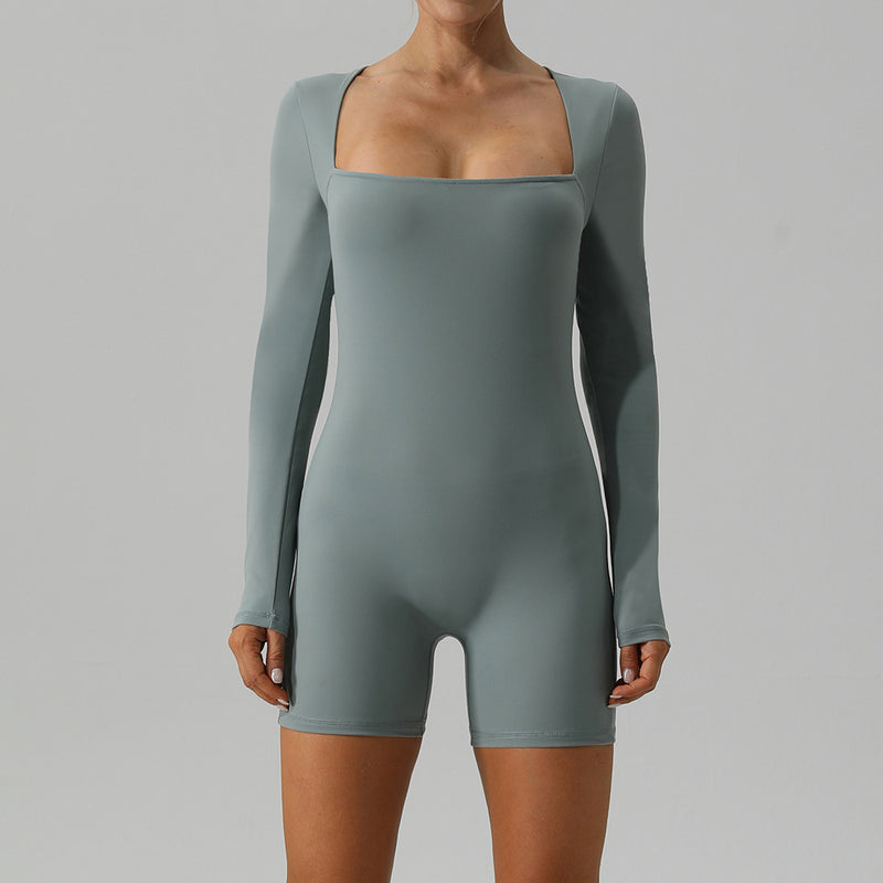 Sculpt Square Neck Long Sleeved Yoga Bodysuit