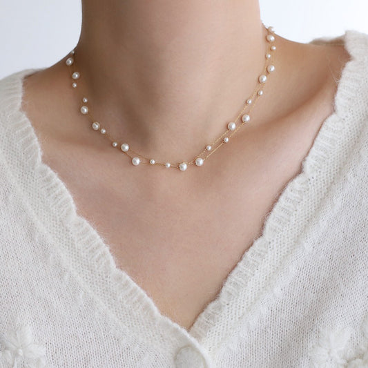 Infinity Pearl Three Strand Necklace