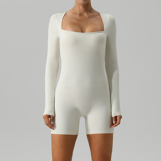 Sculpt Square Neck Long Sleeved Yoga Bodysuit