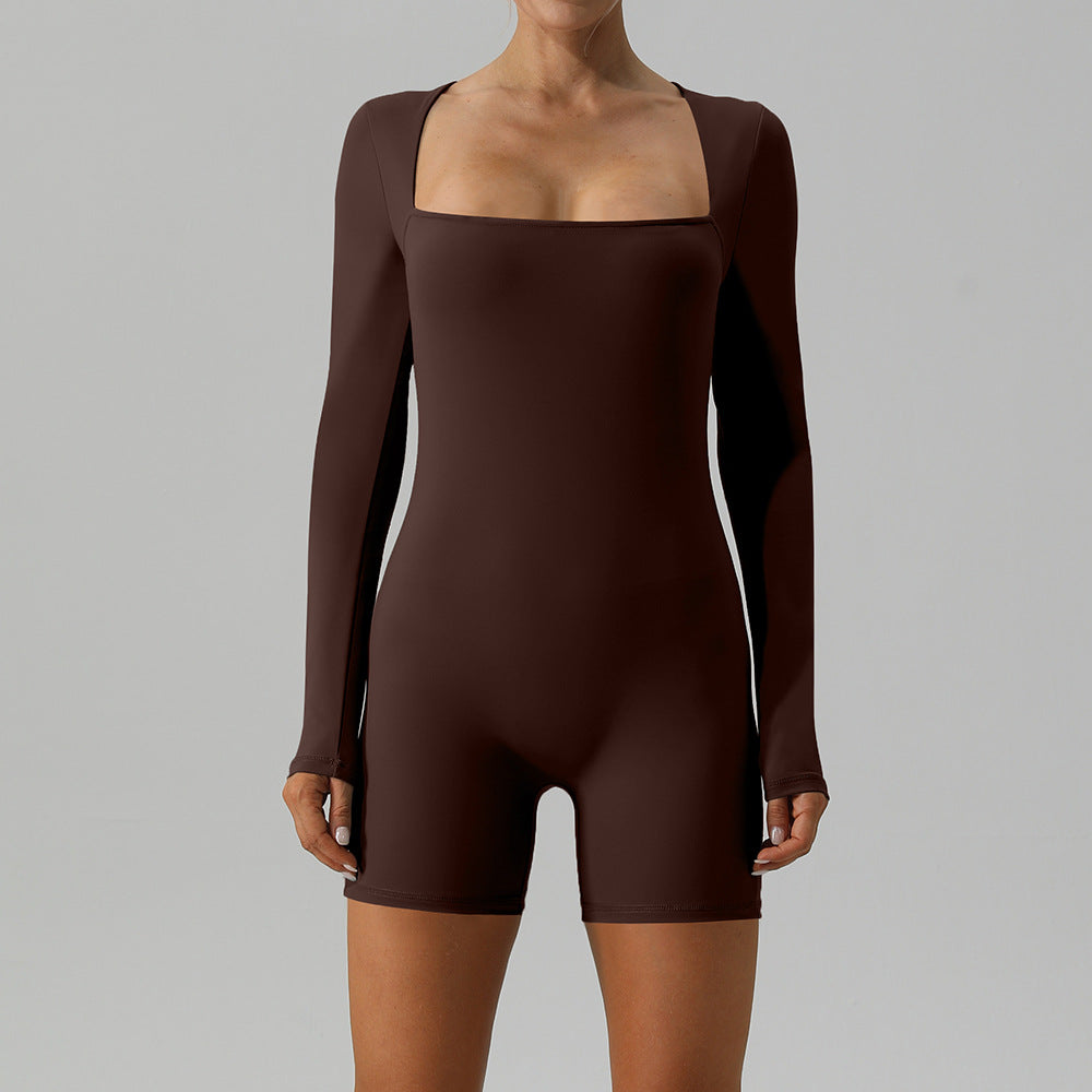 Sculpt Square Neck Long Sleeved Yoga Bodysuit