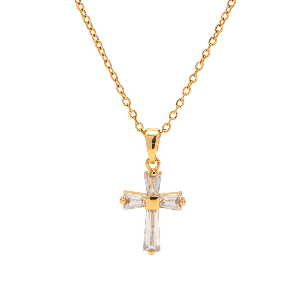 Zircon Dainty Cross Necklace