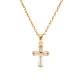 Zircon Dainty Cross Necklace