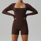 Sculpt Square Neck Long Sleeved Yoga Bodysuit