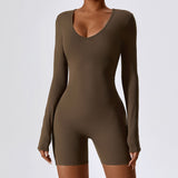 Sculpt V-Neck Long Sleeved Yoga Bodysuit