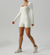 Sculpt Square Neck Long Sleeved Yoga Bodysuit