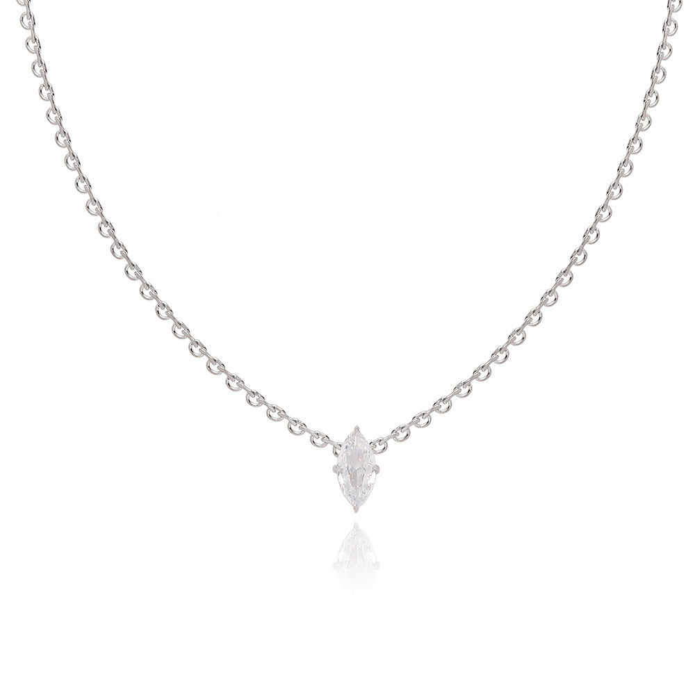 Diamond Shape Zircon Pendant Chain Necklace