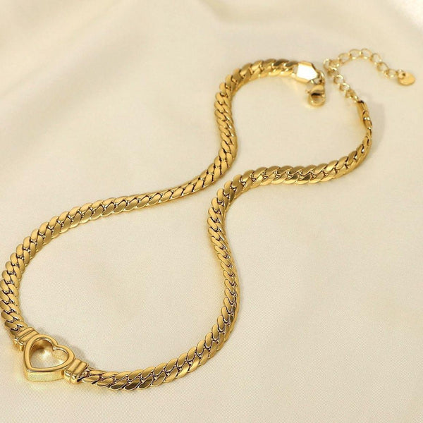 Heart Outline Chain Choker Necklace