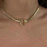 Heart Outline Chain Choker Necklace