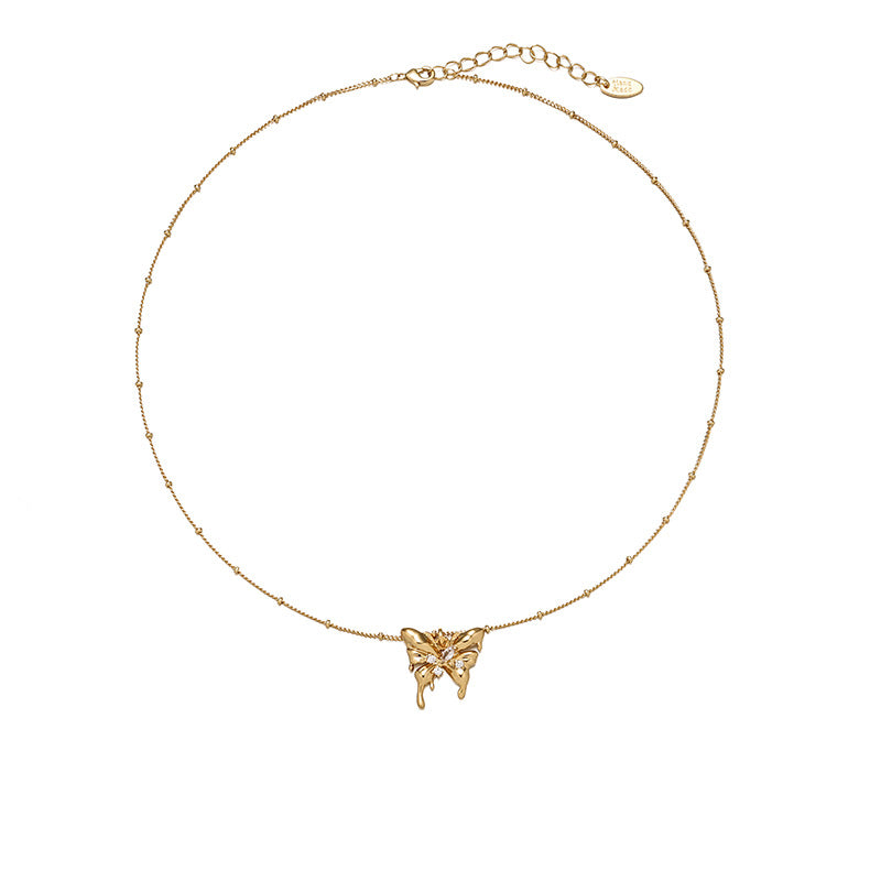 Dripping Butterfly Zircon Necklace