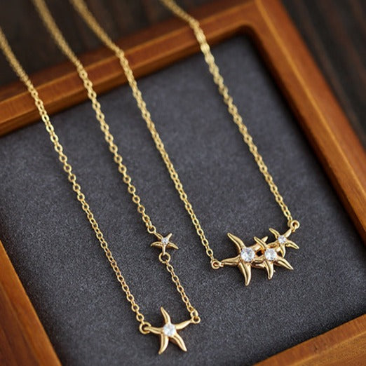 Zircon Micro Starfish Necklace