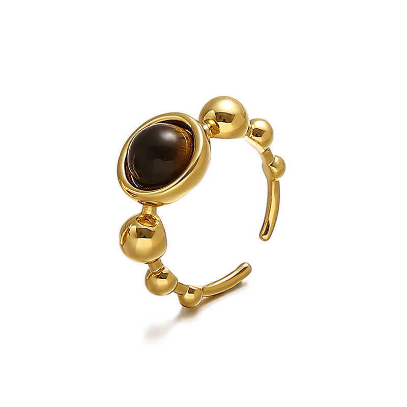 Portrait and Tiger's Eye Open Ring