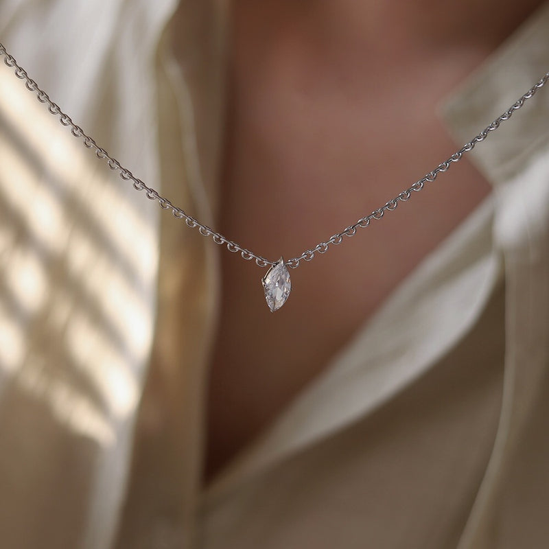 Diamond Shape Zircon Pendant Chain Necklace