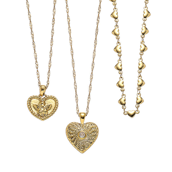 Zircon Inlaid Heart Necklace Collection