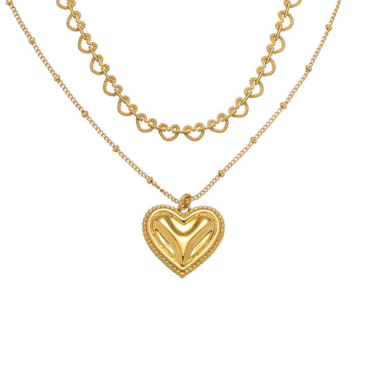 Warped Heart Pendant and Repeating Heart Chain