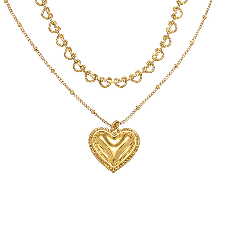 Warped Heart Pendant and Repeating Heart Chain