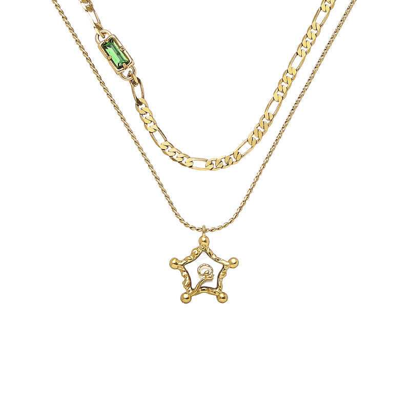 Seashell Star and Green Zircon Necklace