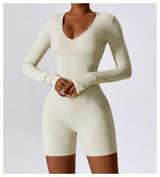 Sculpt V-Neck Long Sleeved Yoga Bodysuit