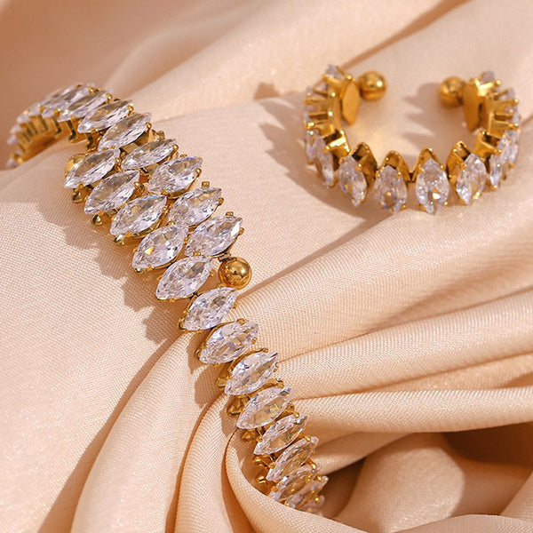 All diamond zircon ring bracelet