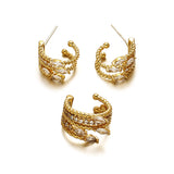 Zircon Twisted Rope Earrings and Ear Cuff