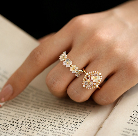 Botanical Pearl Rings