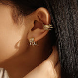 Zircon Twisted Rope Earrings and Ear Cuff