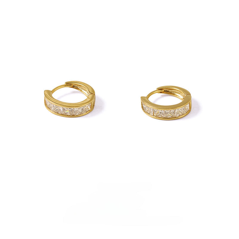 Zircon Inlaid Buckle Mini Hoop Earrings