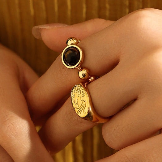 Portrait and Tiger's Eye Open Ring