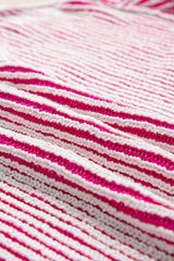 Bright Pink Striped Textured Knit Contrast Edge Loose Sweater