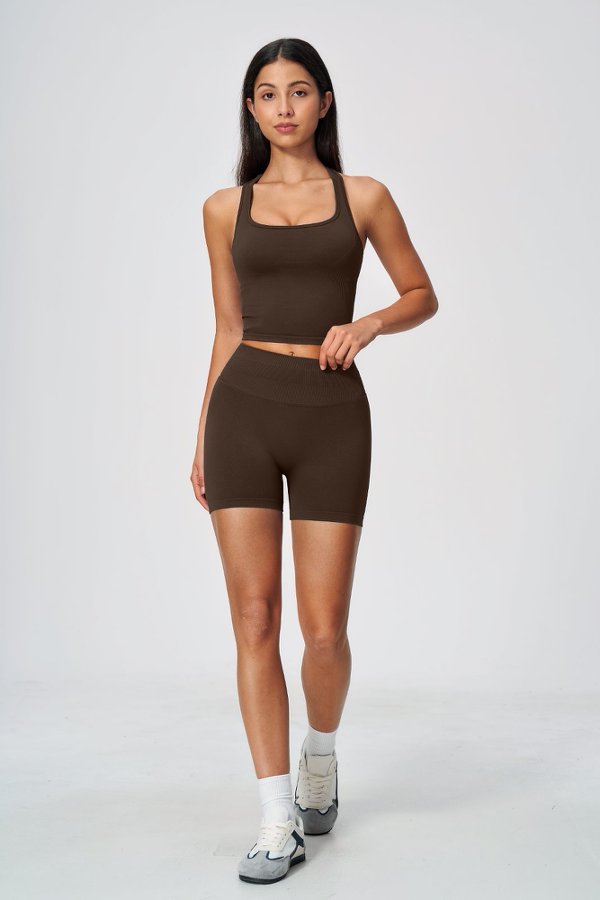 Supportive Racerback Top & High Waist Seamless Shorts Set
