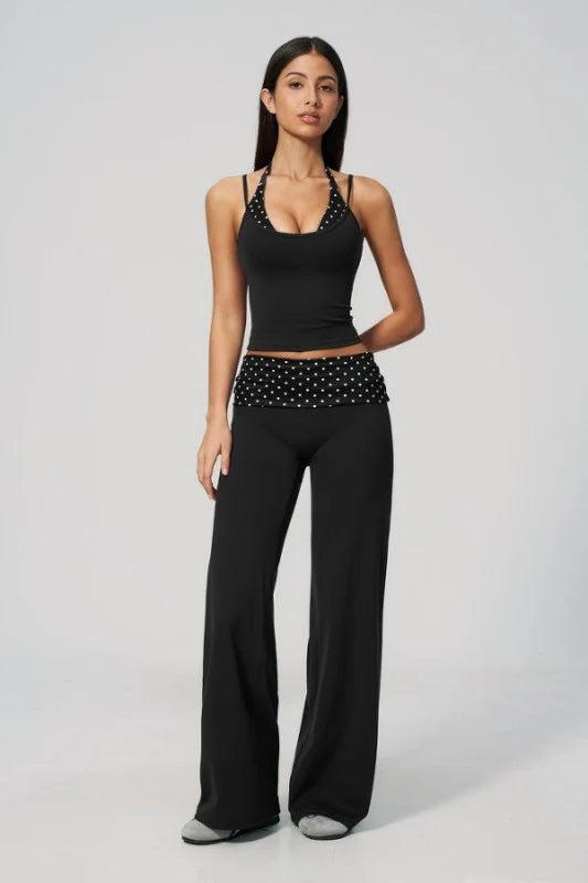 Polka Dot Halter Top & Foldover Pants