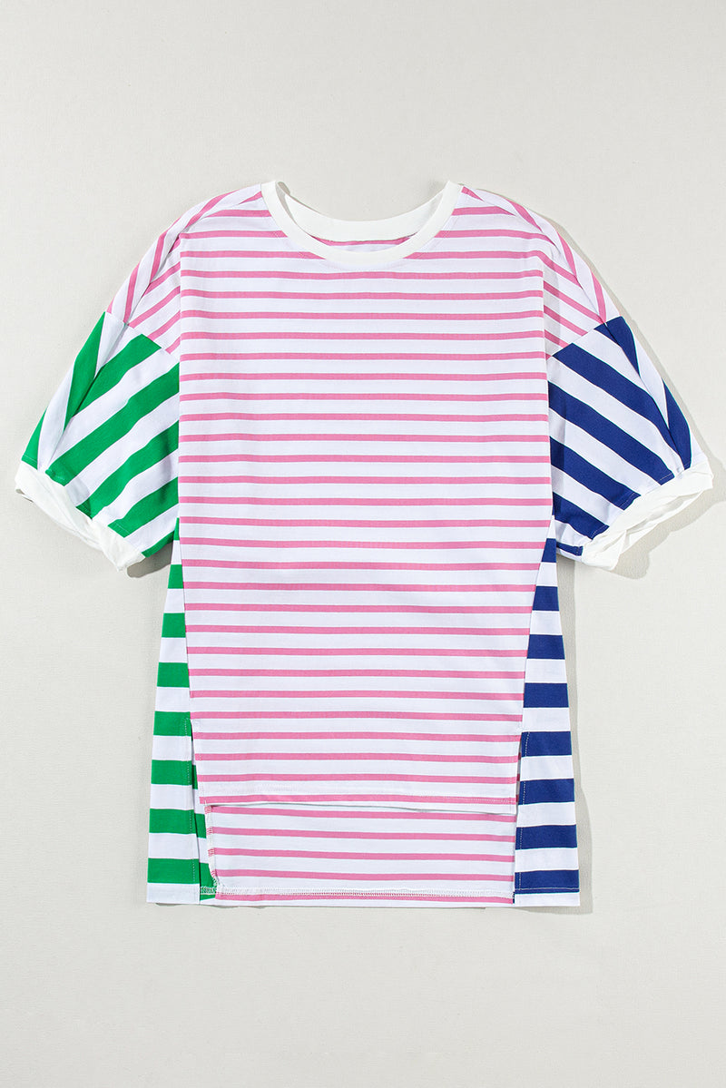 Multicolour Colorblock Patchwork Baggy T Shirt